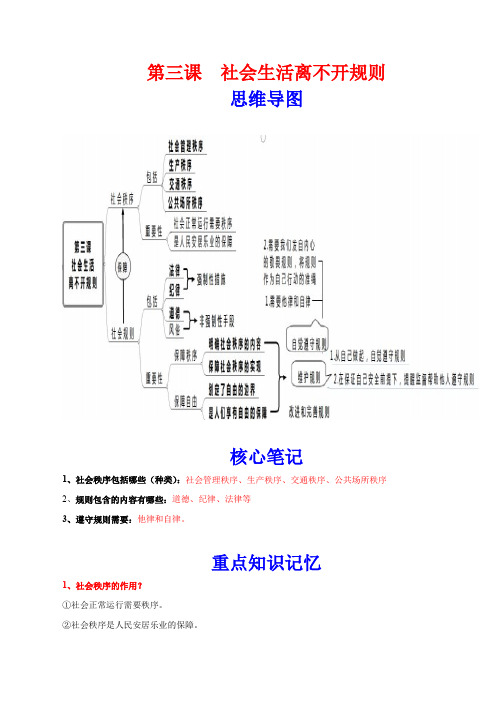 第3课  社会生活离不开规则-道德与法治八年级上册教材划重点(部编版)