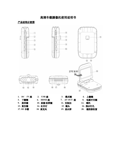 高清车载摄像机使用说明书