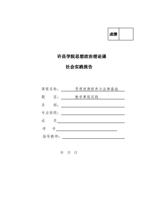思修寒假实践作业