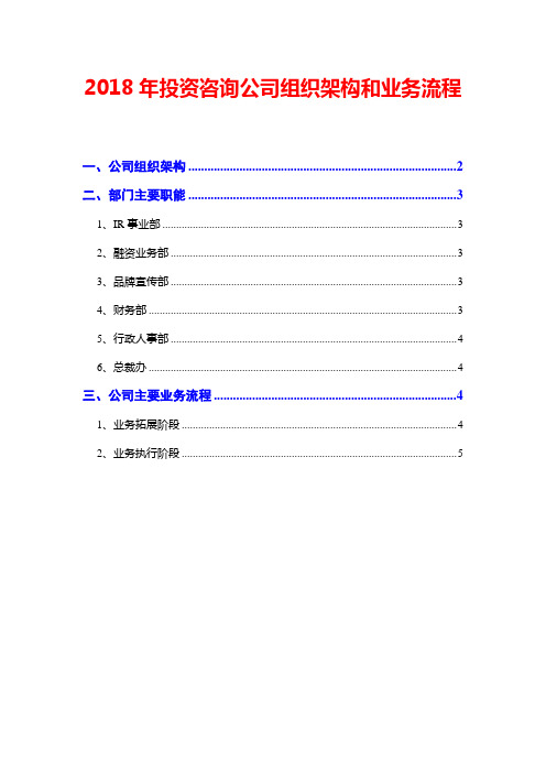 2018年投资咨询公司组织架构和业务流程