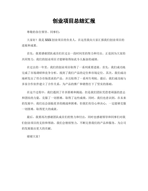 创业项目总结汇报