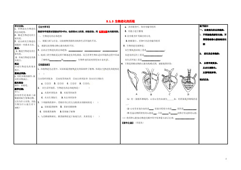 【经典】八年级生物下册5.1.3生物进化的历程教学案(无答案)济南版