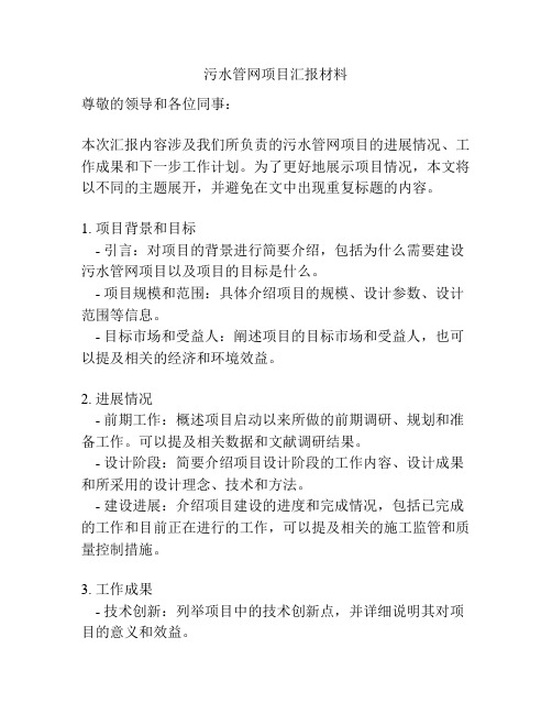 污水管网项目汇报材料