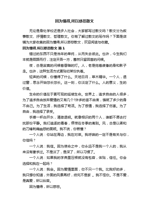 因为懂得,所以慈悲散文