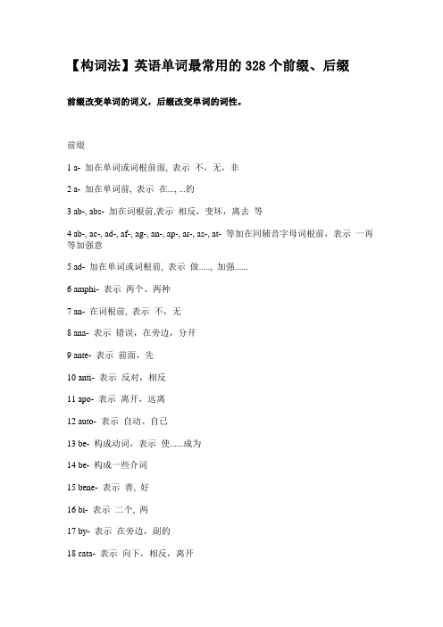 英语单词最常用的328个前缀、后缀