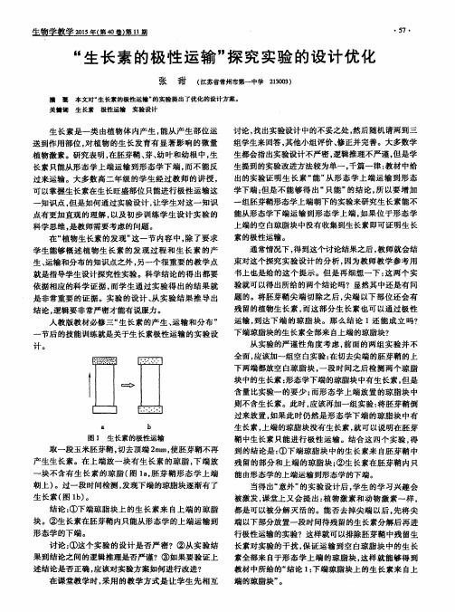 “生长素的极性运输”探究实验的设计优化