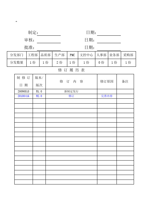 新产品导入管理程序 范文格式