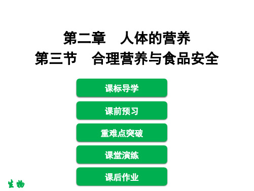 新人教版七年级下册生物 第二章 第三节 合理营养与食品安全课件