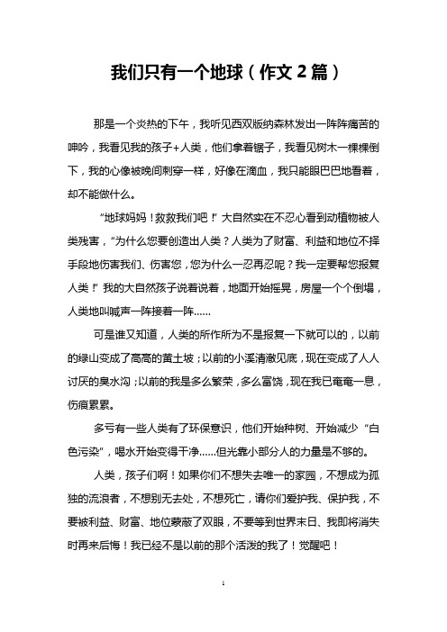 我们只有一个地球(作文2篇)
