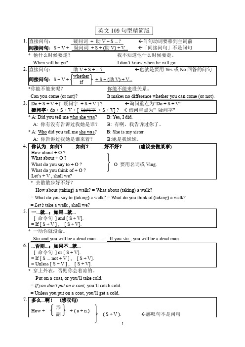 英文109句型精简版