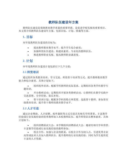 教师队伍建设年方案