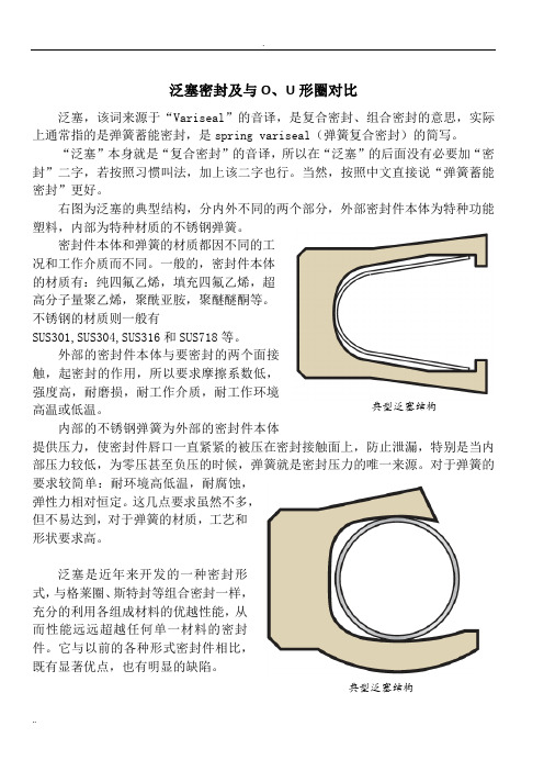 泛塞密封及与O、U形圈对比