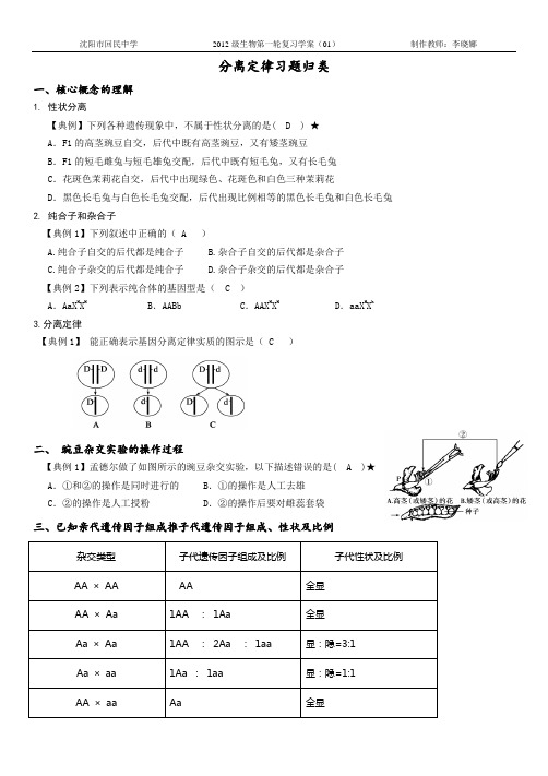 (完整word版)(答案)分离定律习题归类