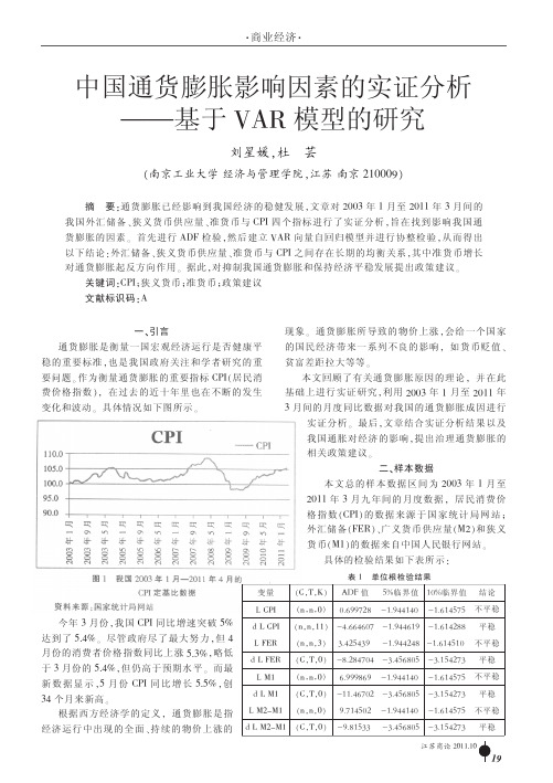 中国通货膨胀影响因素的实证——基于VAR模型