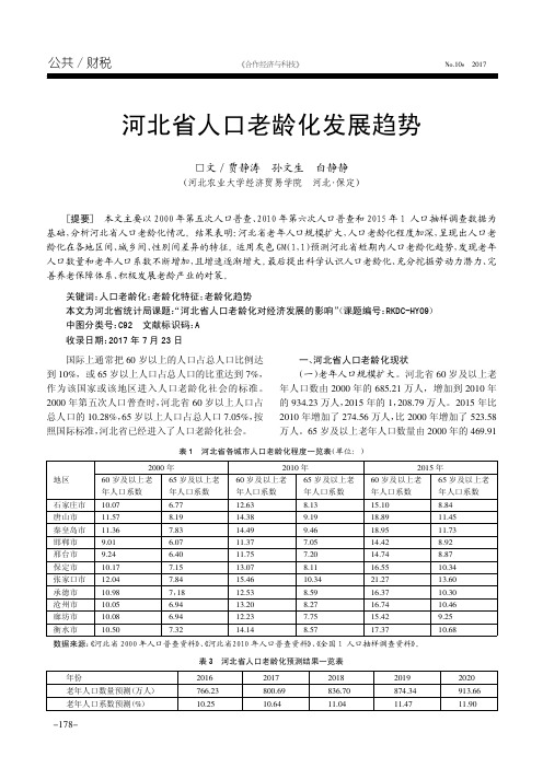 河北省人口老龄化发展趋势