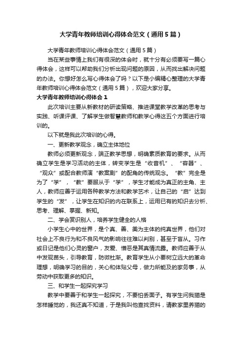 大学青年教师培训心得体会范文（通用5篇）