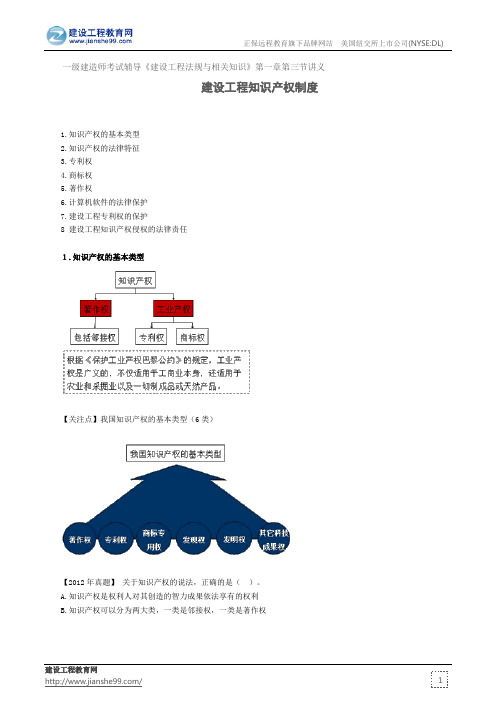 建设工程知识产权制度——一级建造师考试辅导《建设工程法规与相关知识》第一章第三节讲义