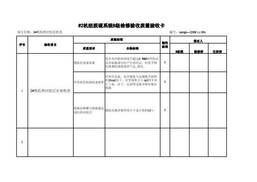 2#脱硫塔质量验收卡