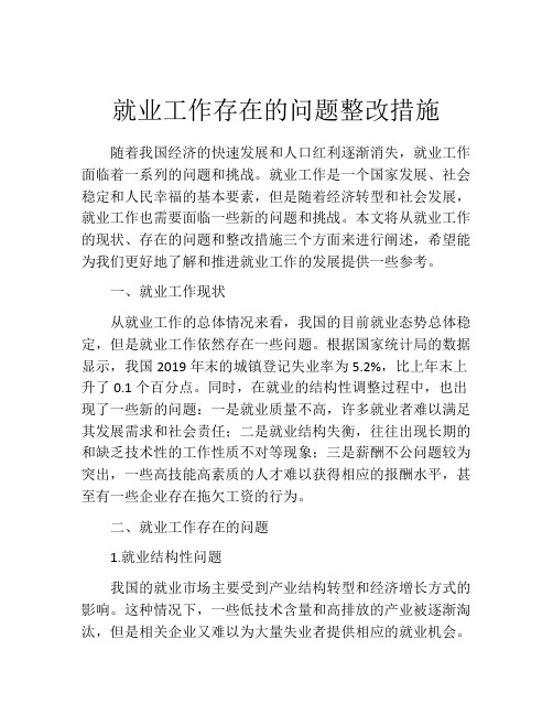 就业工作存在的问题整改措施