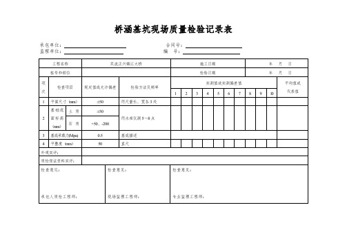 混凝土基础现场质量检验记录表