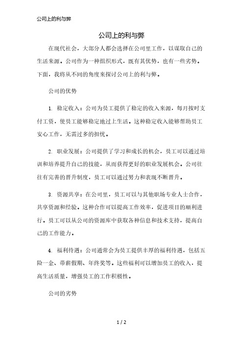 公司上的利与弊简版修正