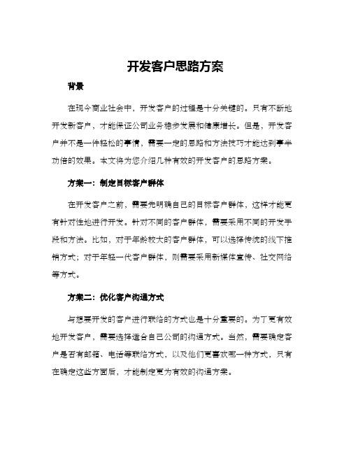 开发客户思路方案