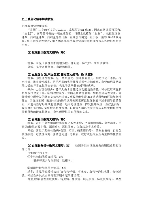 史上最全化验单解读教程