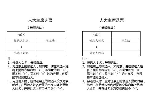 9六届一次人代会人大主席选票