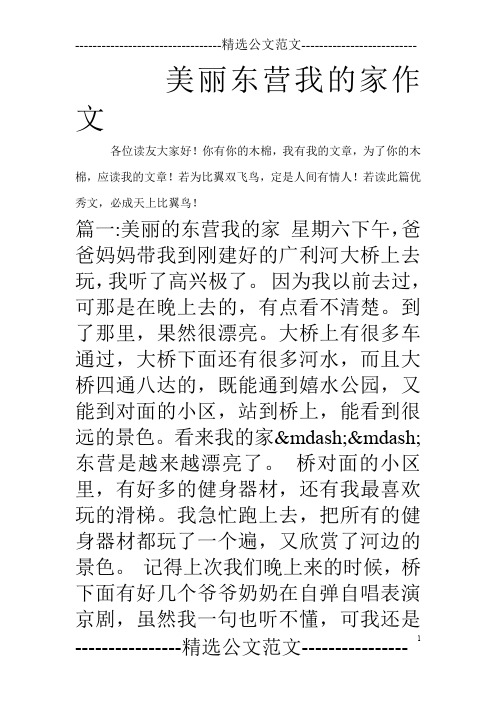 美丽东营我的家作文