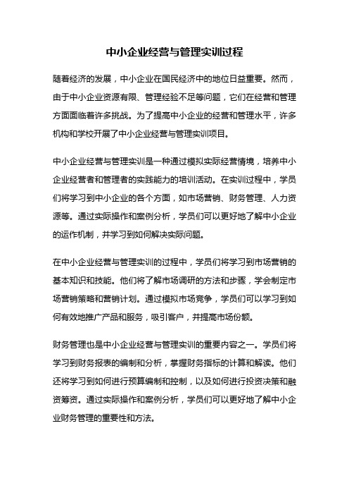 中小企业经营与管理实训过程