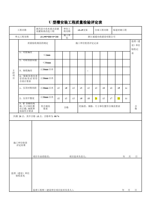 U型槽安装工程质量检验评定表 2