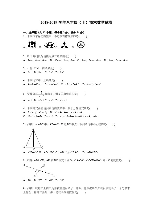 2018-2019学年八年级(上)期末数学试卷1