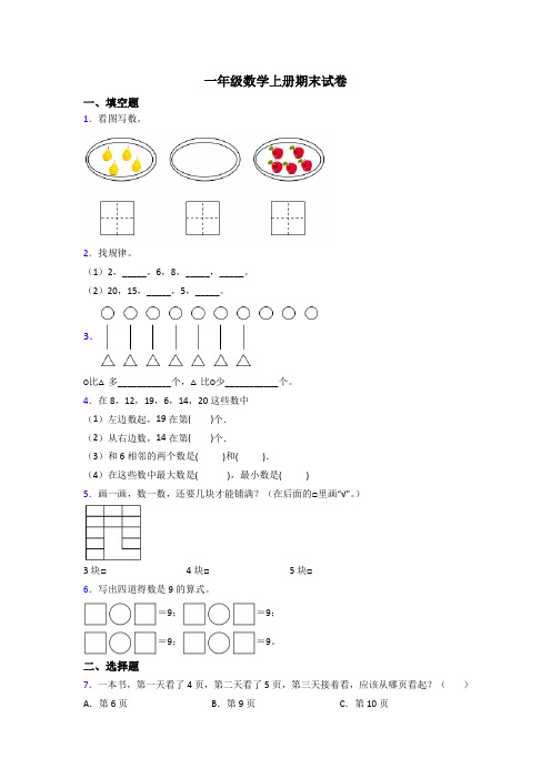 2024年人教版一年级上册数学期末复习试卷