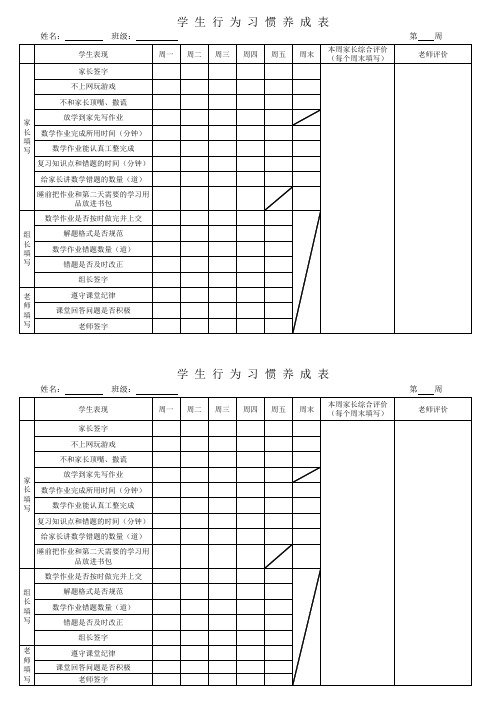 行为习惯养成表