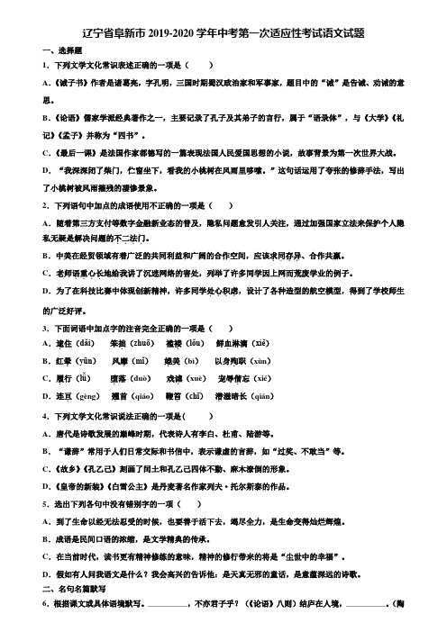 辽宁省阜新市2019-2020学年中考第一次适应性考试语文试题含解析