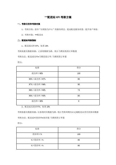 配送KPI考核方案