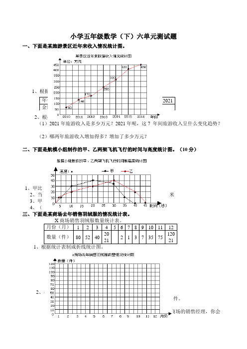 【小 学】数学五年级下西师大版六单元 折线统计图测试题含答案