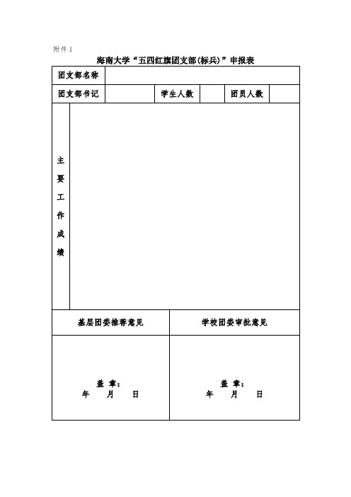 五四评优申请表