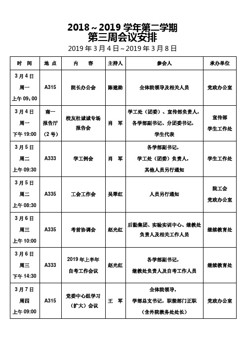 2018~2019学年第二学期