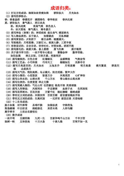 小学四年级语文成语归类