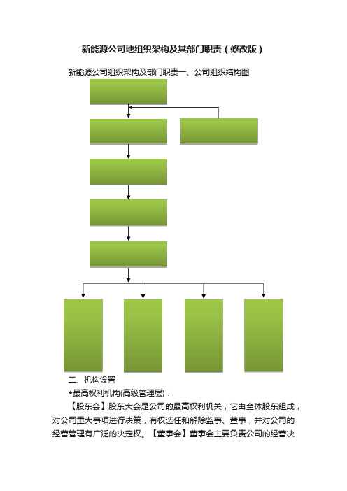 新能源公司地组织架构及其部门职责（修改版）