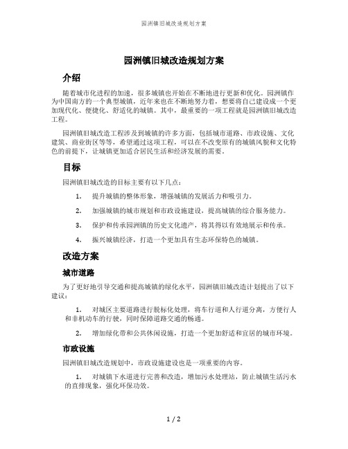 园洲镇旧城改造规划方案