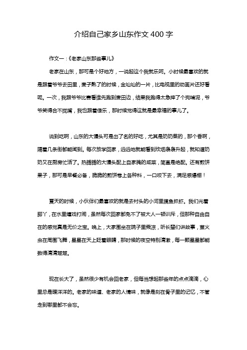 介绍自己家乡山东作文400字