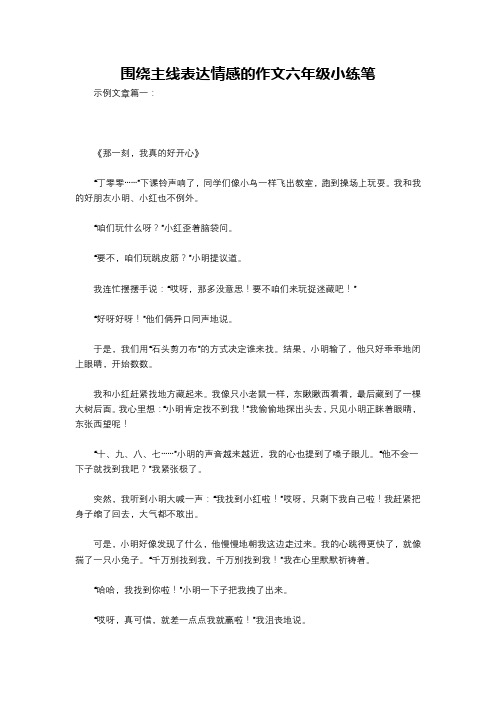 围绕主线表达情感的作文六年级小练笔