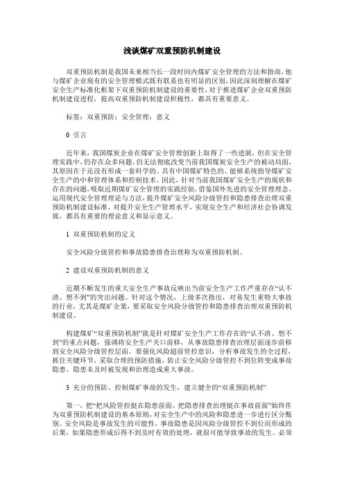 浅谈煤矿双重预防机制建设