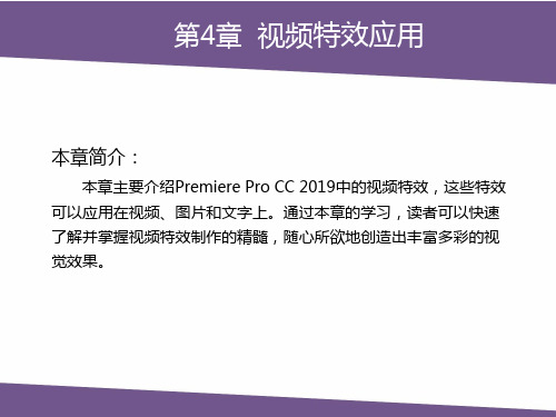 Premiere视频编辑案例教程 课件   第4、5章   视频特效应用; 调色、叠加与抠像