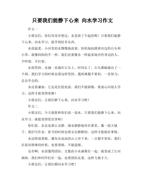 只要我们能静下心来 向水学习作文