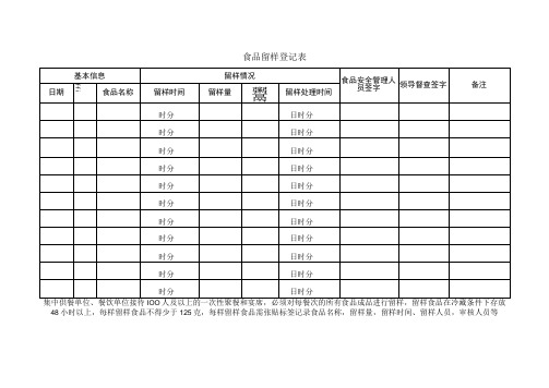 食品留样登记表