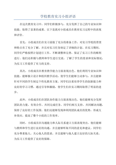 学校教育实习小组评语