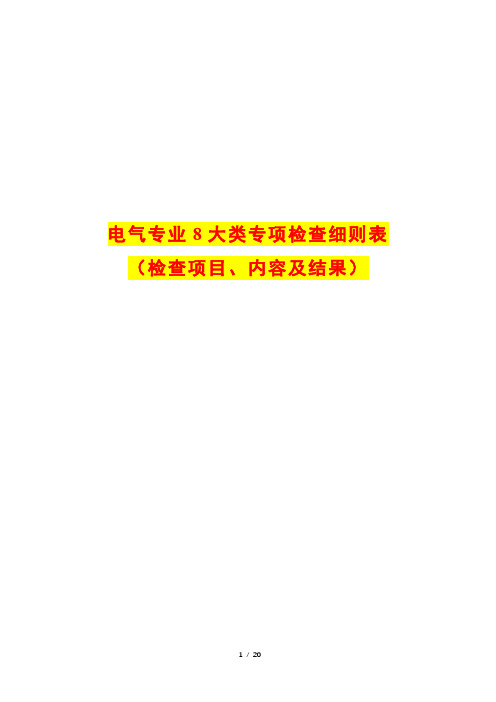 电气专业8大类专项检查细则表(检查项目、内容及结果)